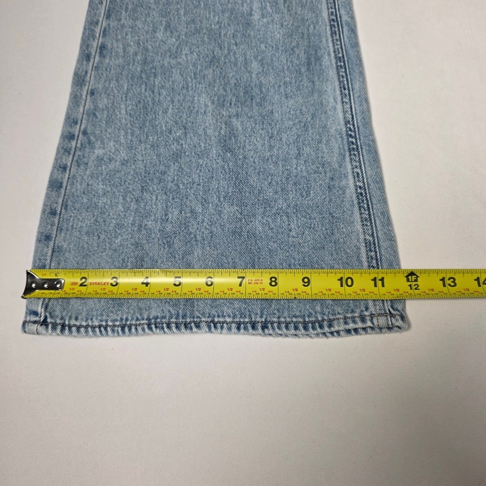 SO Slouchy Flare Jeans Women 5/27W Light Wash Distressed Mid Rise Wide Leg Denim - Picture 4 of 11